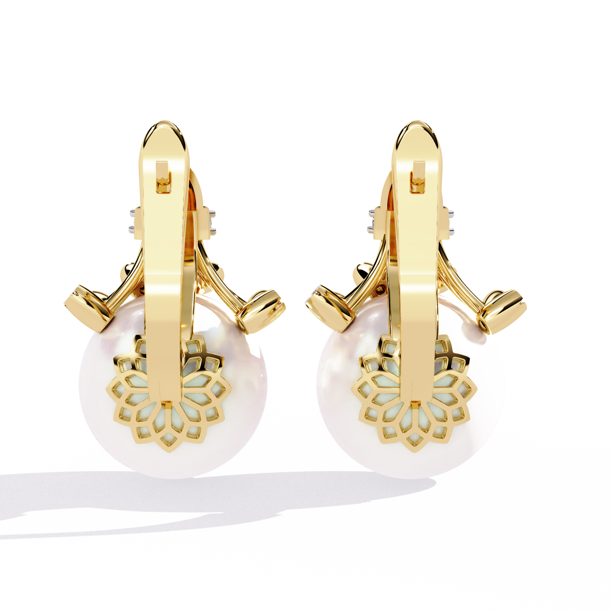 Buy Natural Diamond Claw Pearl Earrings | Solitairekart
